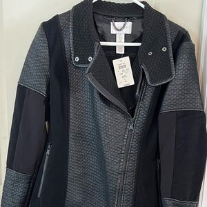 Women's Cache NWT Black Wool blend stylish longer peacoat Size Medium.